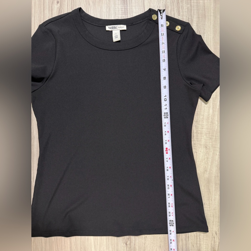 White House Black Market Black Button-Accent Tee - Picture 7 of 8